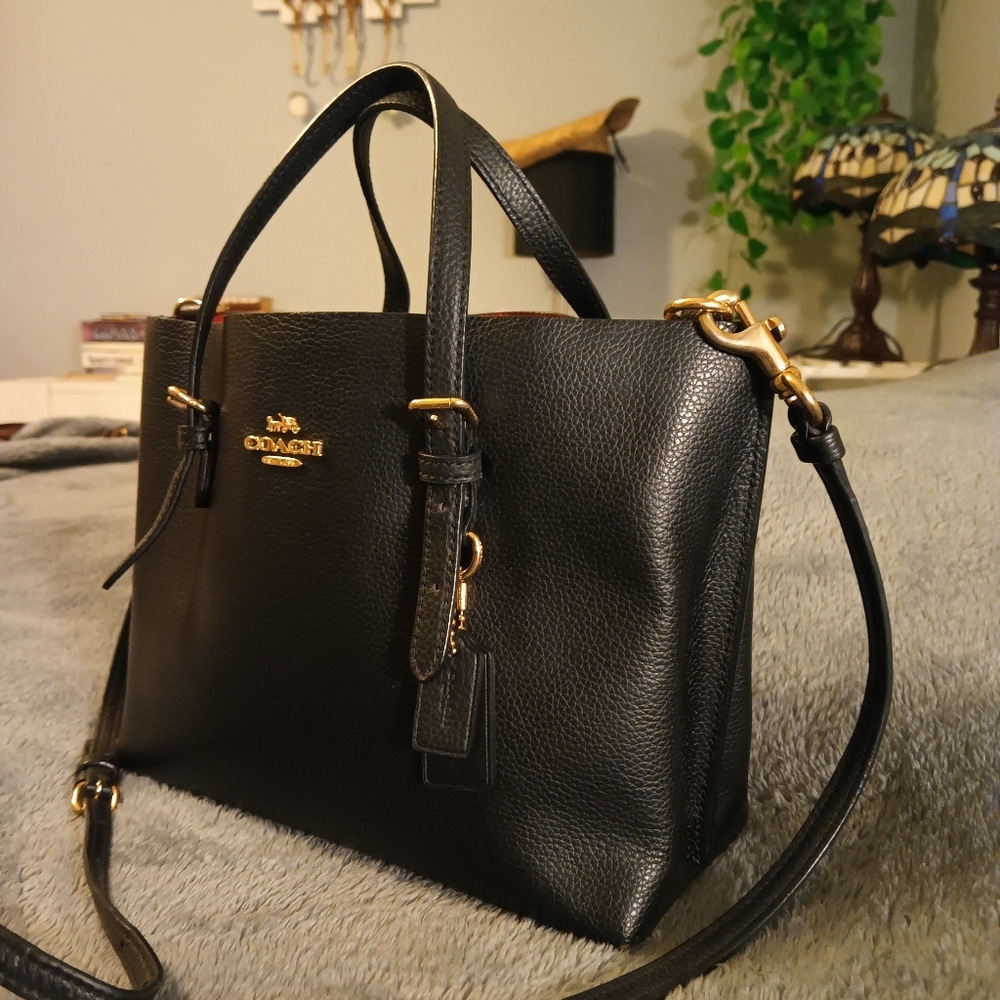 Coach Black Leather Mollie 25 Tote - Picture 7 of 14